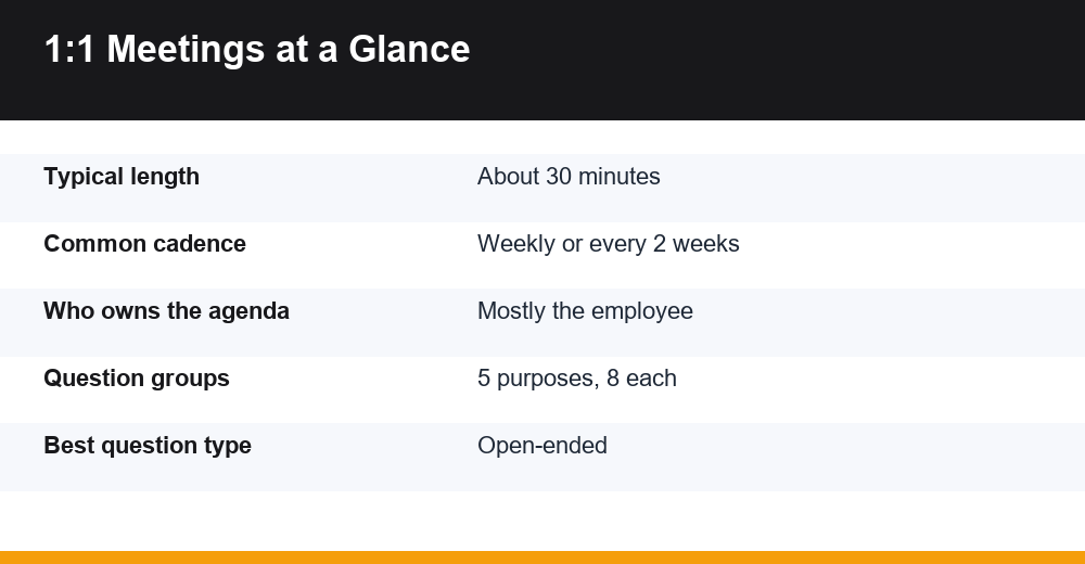 one on one meeting questions — infographic